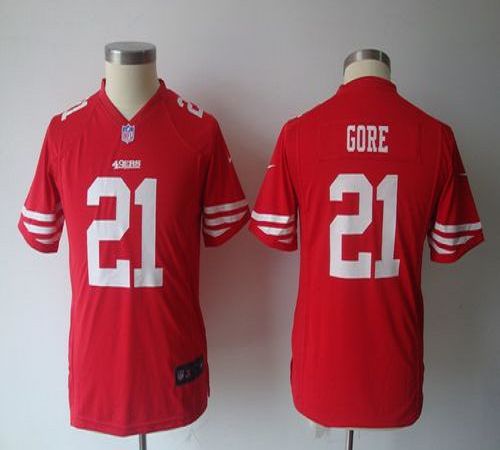  49ers #21 Frank Gore Red Team Color Youth NFL Game Jersey