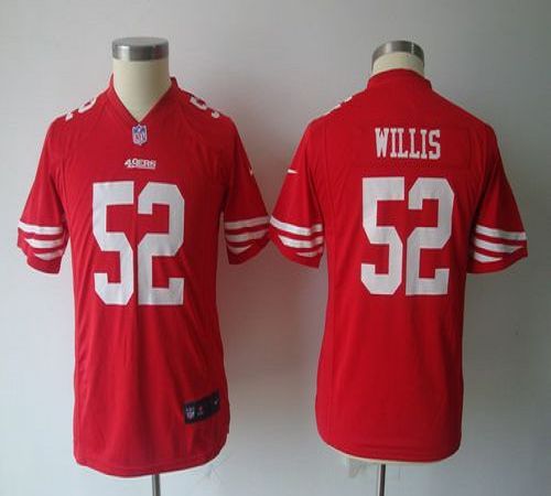  49ers #52 Patrick Willis Red Team Color Youth NFL Game Jersey