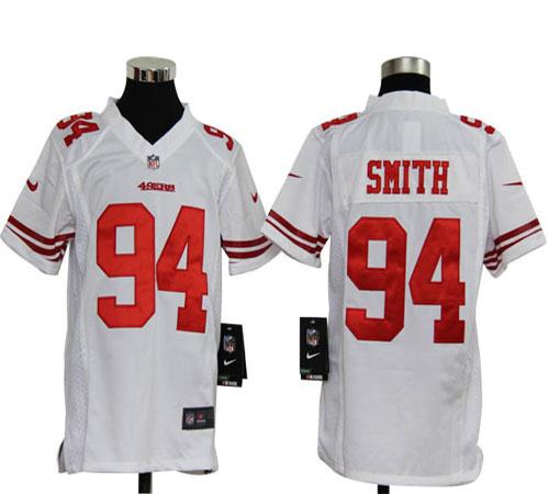  49ers #94 Justin Smith White Youth Stitched NFL Elite Jersey