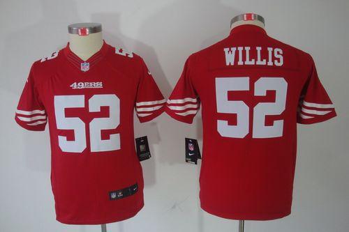 49ers #52 Patrick Willis Red Team Color Youth Stitched NFL Limited Jersey
