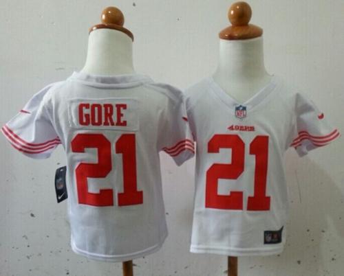Toddler  49ers #21 Frank Gore White Stitched NFL Elite Jersey