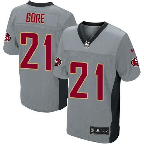  49ers #21 Frank Gore Grey Shadow Youth Stitched NFL Elite Jersey