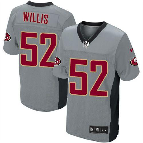  49ers #52 Patrick Willis Grey Shadow Youth Stitched NFL Elite Jersey