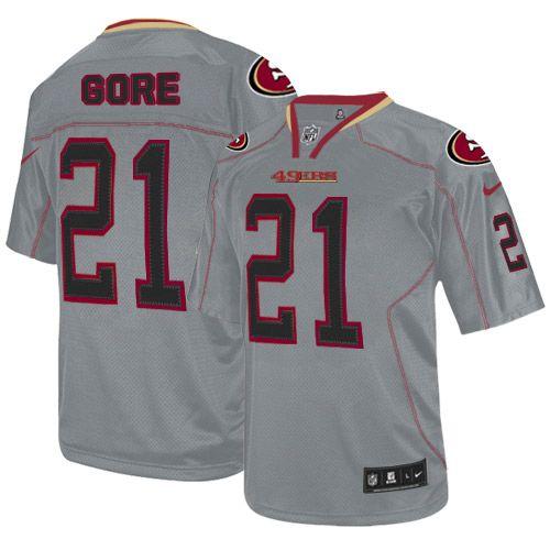  49ers #21 Frank Gore Lights Out Grey Youth Stitched NFL Elite Jersey
