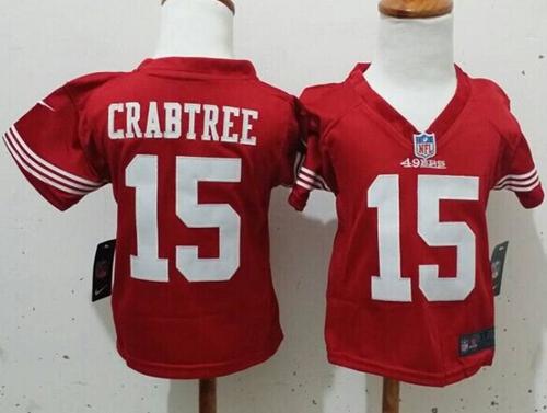 Toddler  49ers #15 Michael Crabtree Red Team Color Stitched NFL Elite Jersey