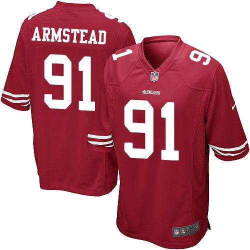  49ers #91 Arik Armstead Red Team Color Youth Stitched NFL Elite Jersey