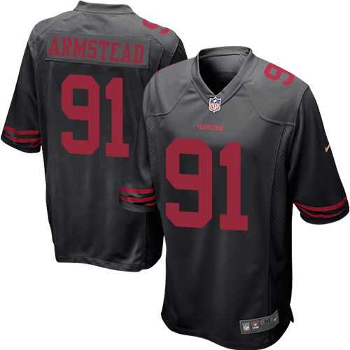  49ers #91 Arik Armstead Black Alternate Youth Stitched NFL Elite Jersey