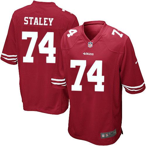  49ers #74 Joe Staley Red Team Color Youth Stitched NFL Elite Jersey