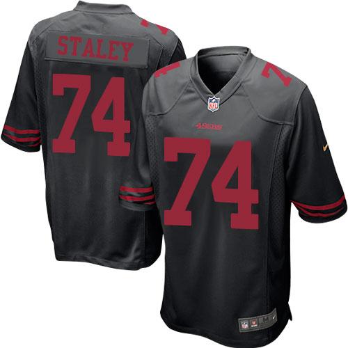  49ers #74 Joe Staley Black Alternate Youth Stitched NFL Elite Jersey