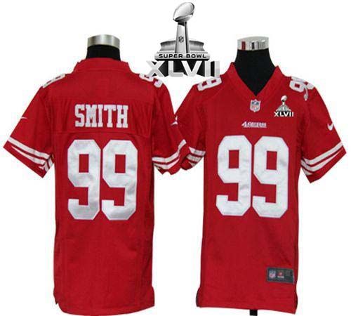 49ers #99 Aldon Smith Red Team Color Super Bowl XLVII Youth Stitched NFL Elite Jersey