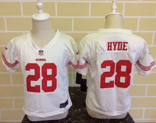 Toddler  49ers #28 Carlos Hyde White Stitched NFL Elite Jersey