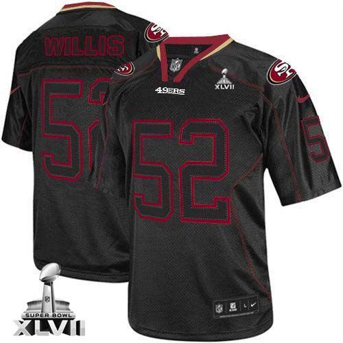  49ers #52 Patrick Willis Lights Out Black Super Bowl XLVII Youth Stitched NFL Elite Jersey