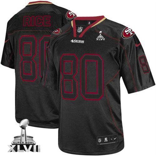  49ers #80 Jerry Rice Lights Out Black Super Bowl XLVII Youth Stitched NFL Elite Jersey