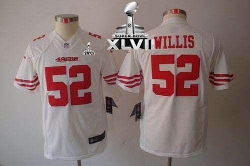  49ers #52 Patrick Willis White Super Bowl XLVII Youth Stitched NFL Limited Jersey