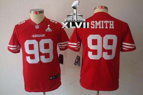  49ers #99 Aldon Smith Red Team Color Super Bowl XLVII Youth Stitched NFL Limited Jersey