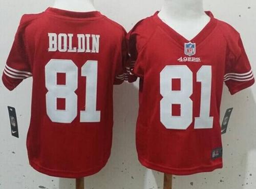 Toddler  49ers #81 Anquan Boldin Red Team Color Stitched NFL Elite Jersey