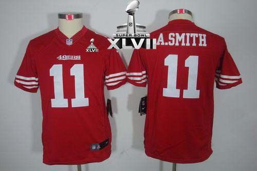  49ers #11 Alex Smith Red Team Color Super Bowl XLVII Youth Stitched NFL Limited Jersey