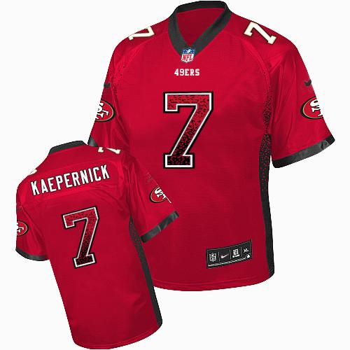  49ers #7 Colin Kaepernick Red Team Color Youth Stitched NFL Elite Drift Fashion Jersey
