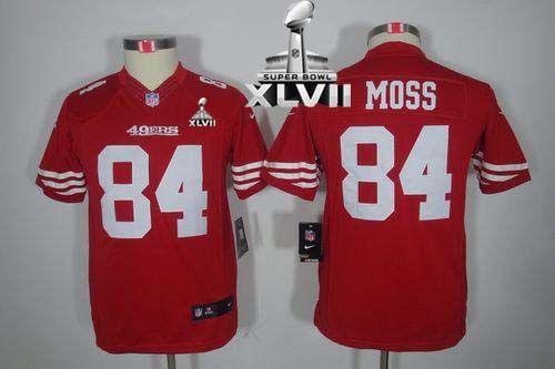  49ers #84 Randy Moss Red Team Color Super Bowl XLVII Youth Stitched NFL Limited Jersey