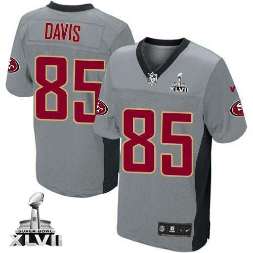  49ers #85 Vernon Davis Grey Shadow Super Bowl XLVII Youth Stitched NFL Elite Jersey