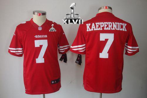  49ers #7 Colin Kaepernick Red Team Color Super Bowl XLVII Youth Stitched NFL Limited Jersey