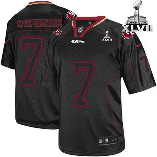  49ers #7 Colin Kaepernick Lights Out Black Super Bowl XLVII Youth Stitched NFL Elite Jersey