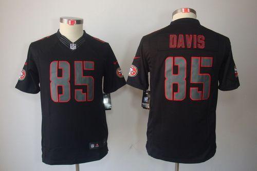  49ers #85 Vernon Davis Black Impact Youth Stitched NFL Limited Jersey