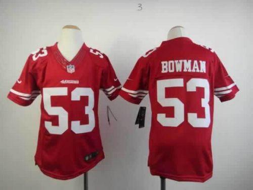  49ers #53 NaVorro Bowman Red Team Color Youth Stitched NFL Elite Jersey