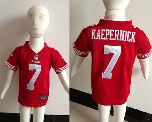 Toddler  49ers #7 Colin Kaepernick Red Team Color Stitched NFL Elite Jersey