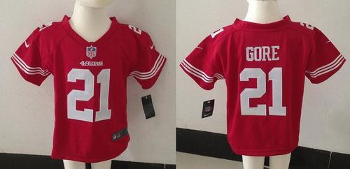 Toddler  49ers #21 Frank Gore Red Team Color Stitched NFL Elite Jersey
