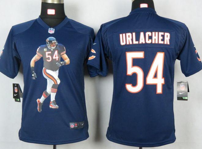  Bears #54 Brian Urlacher Navy Blue Team Color Youth Portrait Fashion NFL Game Jersey