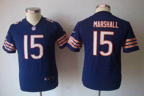  Bears #15 Brandon Marshall Navy Blue Team Color Youth NFL Game Jersey