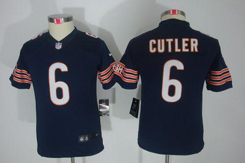  Bears #6 Jay Cutler Navy Blue Team Color Youth Stitched NFL Limited Jersey