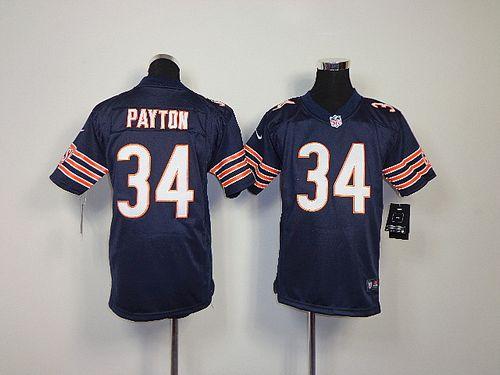  Bears #34 Walter Payton Navy Blue Team Color Youth Stitched NFL Elite Jersey