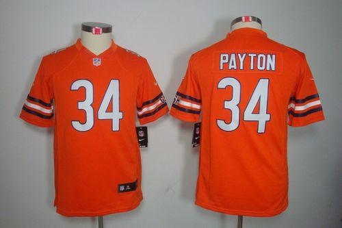  Bears #34 Walter Payton Orange Alternate Youth Stitched NFL Limited Jersey