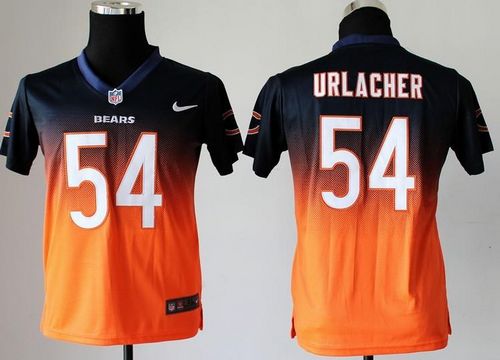  Bears #54 Brian Urlacher Navy Blue/Orange Youth Stitched NFL Elite Fadeaway Fashion Jersey