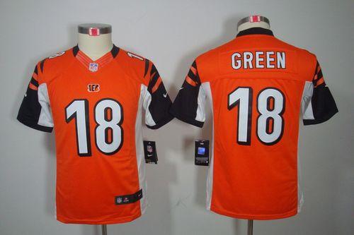  Bengals #18 A.J. Green Orange Alternate Youth Stitched NFL Limited Jersey