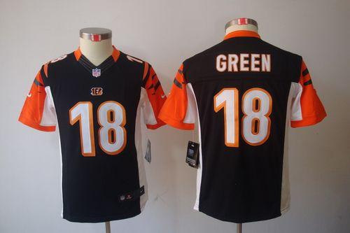  Bengals #18 A.J. Green Black Team Color Youth Stitched NFL Limited Jersey