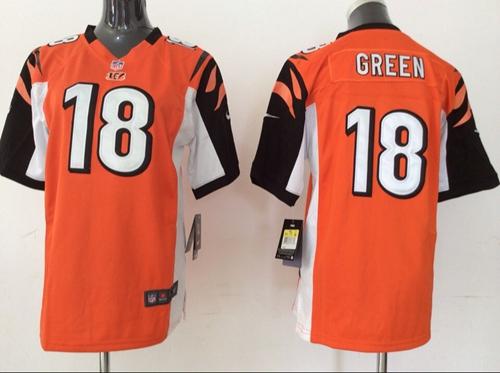  Bengals #18 A.J. Green Orange Alternate Youth Stitched NFL Elite Jersey