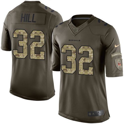  Bengals #32 Jeremy Hill Green Youth Stitched NFL Limited Salute to Service Jersey