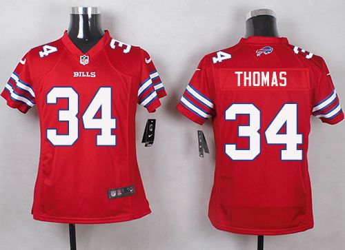  Bills #34 Thurman Thomas Red Youth Stitched NFL Limited Rush Jersey