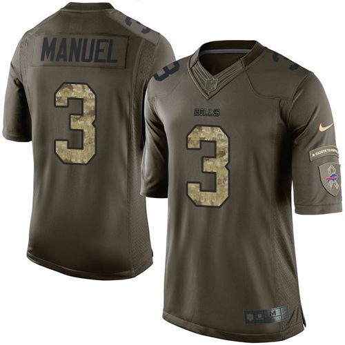  Bills #3 E. J. Manuel Green Youth Stitched NFL Limited Salute to Service Jersey