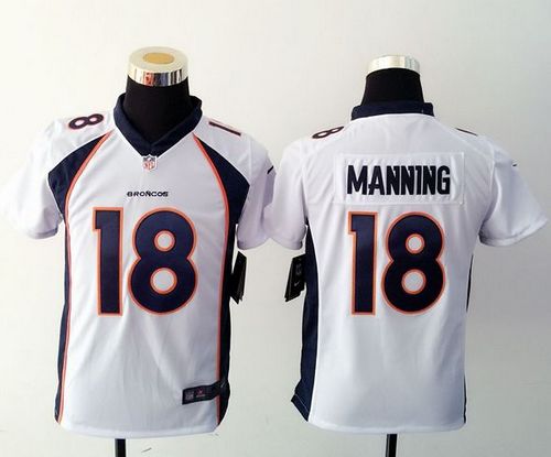  Broncos #18 Peyton Manning White Youth Stitched NFL Elite Jersey