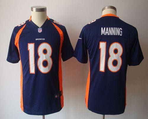  Broncos #18 Peyton Manning Blue Alternate Youth NFL Game Jersey