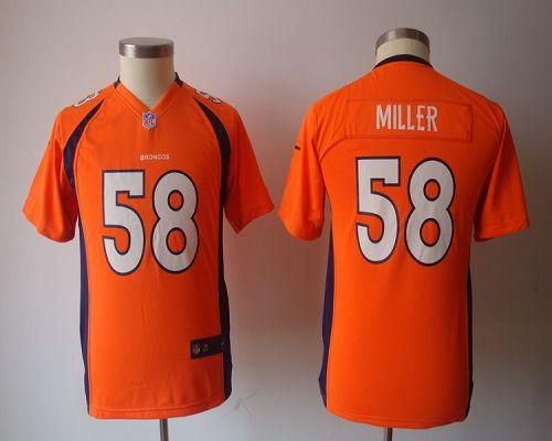  Broncos #58 Von Miller Orange Team Color Youth NFL Game Jersey