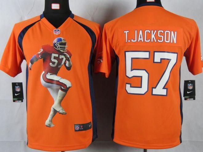  Broncos #57 Tom Jackson Orange Team Color Youth Portrait Fashion NFL Game Jersey