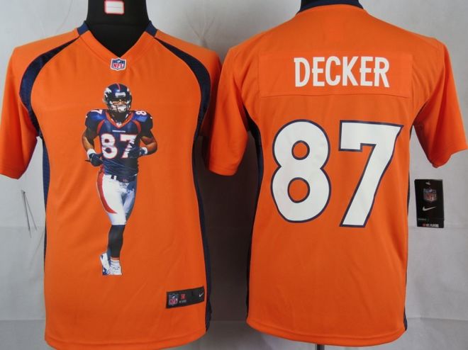  Broncos #87 Eric Decker Orange Team Color Youth Portrait Fashion NFL Game Jersey