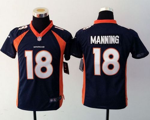  Broncos #18 Peyton Manning Blue Alternate Youth Stitched NFL Elite Jersey