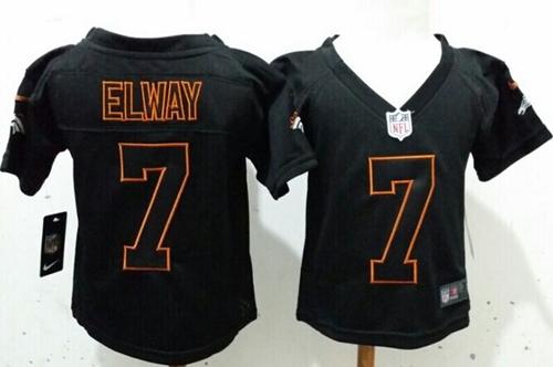 Toddler  Broncos #7 John Elway Lights Out Black Stitched NFL Elite Jersey