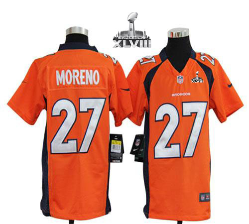  Broncos #27 Knowshon Moreno Orange Team Color Super Bowl XLVIII Youth Stitched NFL Elite Jersey